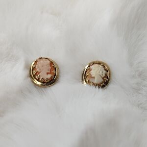 Elegant Gold Cameo Earrings